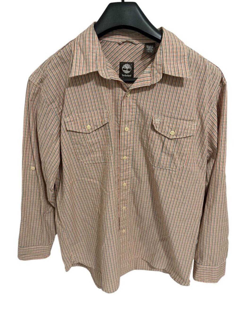 Timberland Men's XL Multicolor Plaid Cotton Long Sleeve Button-Up Shirt Pockets